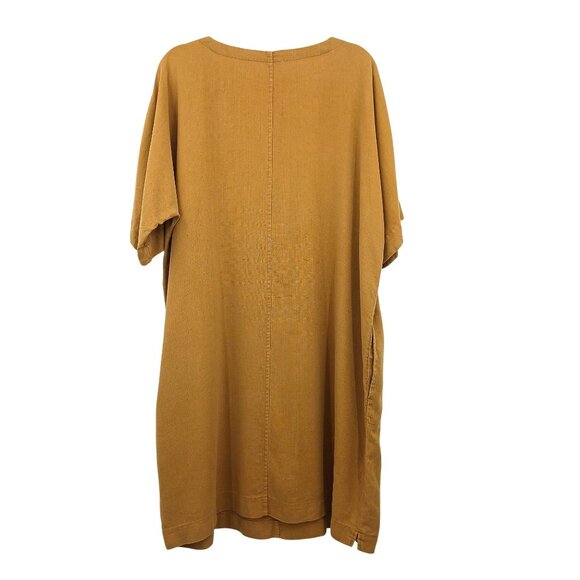 J. Jill Pure Jill Mustard Yellow Button Shoulder Shift Dress Size Large Fall - Picture 3 of 13